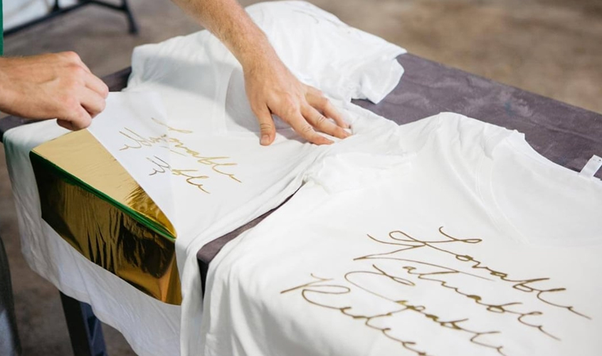 custom gold foil printing on t-shirts