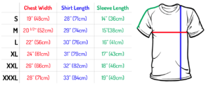 men t shirt size chart