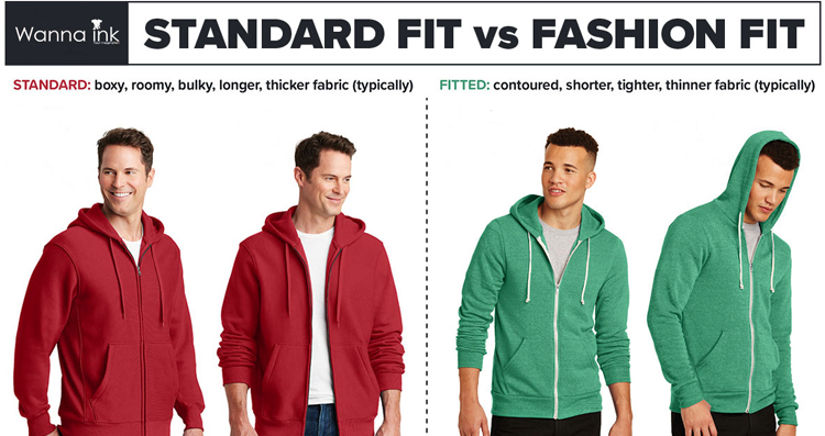 Standard fit vs fashion fit hoodies