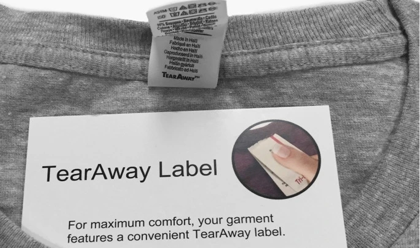 Tear Away Neck label for T-shirts