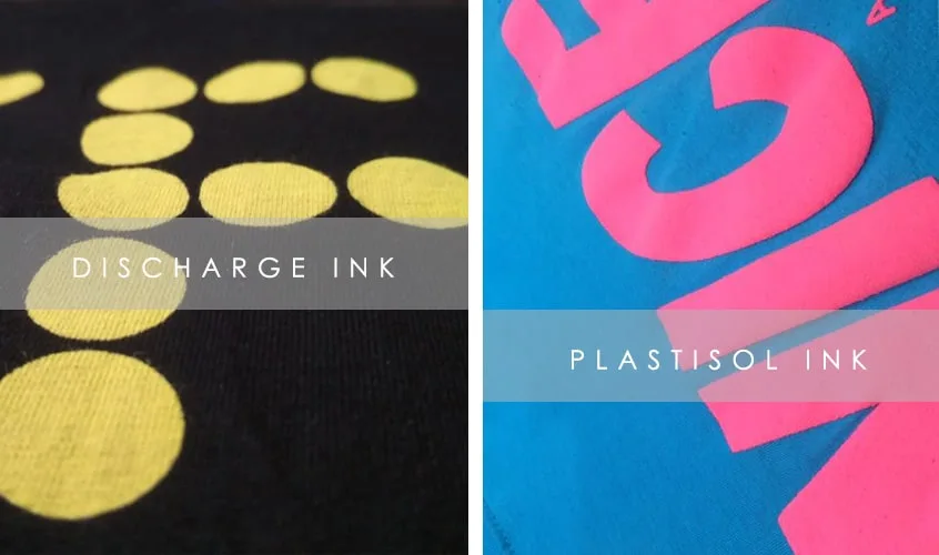 Discharge ink for screen printing vs. Plastisol ink printing